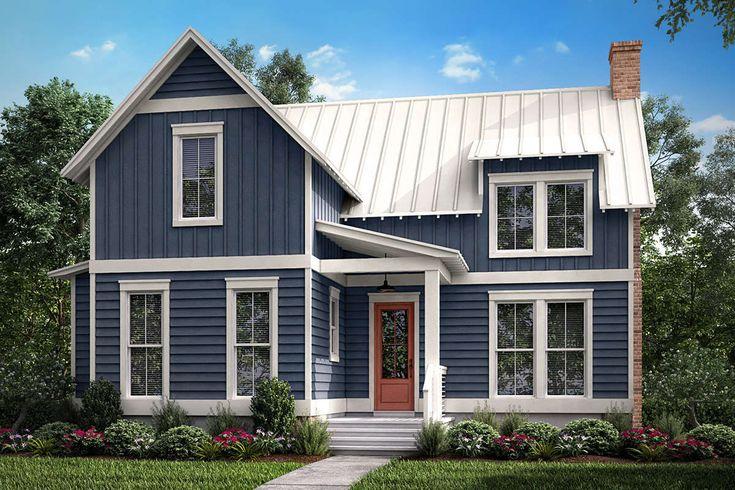 Navy Blue House With Metal Roof