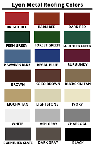 Lyon Metal Roofing Colors