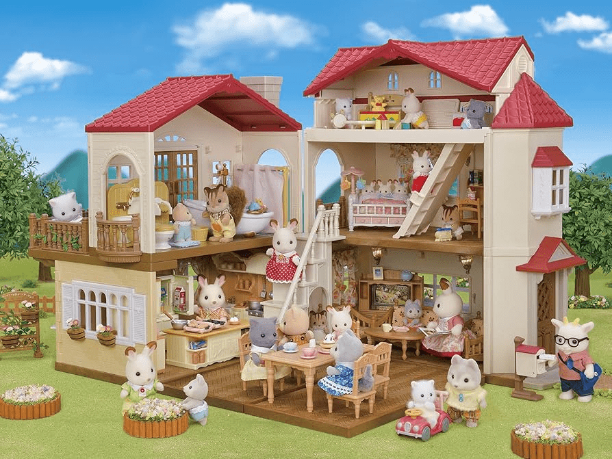 1985 Epoch Sylvanian Family House Dollhouse with a Red Roof and Skylights: Discover the Timeless Charm