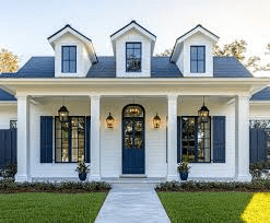 Cream Colored House With Silver Roof With Navy Blue Door: A Stunning and Timeless Exterior Color Scheme