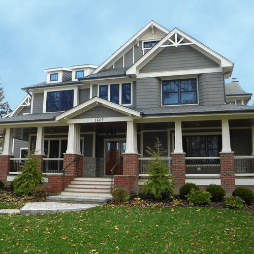 Exterior House Colors With Gray Roof And Red Brick Craftsman