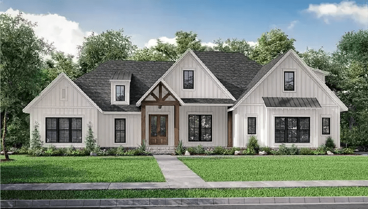 Green Roof 3000 Sq Feet White Farmhouse House Floor Plan for Sustainable and Stylish Living