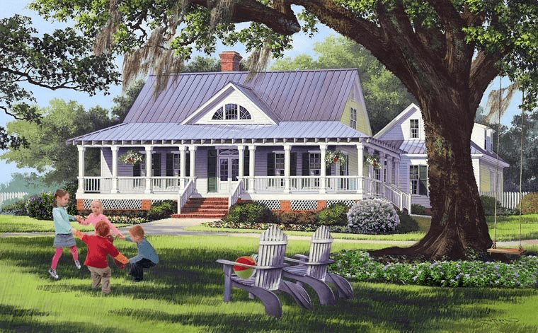 Farms Style House With Metal Roof And Wrap Around Porch: The Perfect Blend of Charm and Durability