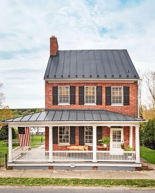 Images Of Painted Brick Houses With Barn Yard Red Roof