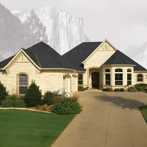 Image of Beige House With Timberline Charcoal 3 Dimensional Roof