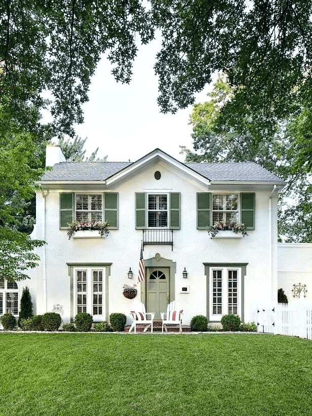 What Color Shutters On A White House With Green Roof: Stylish Guide