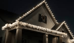 Pine Garland With Icicle Lights Roof Guide