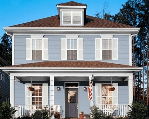 Best Trim Color For Blue House With Brown Roof